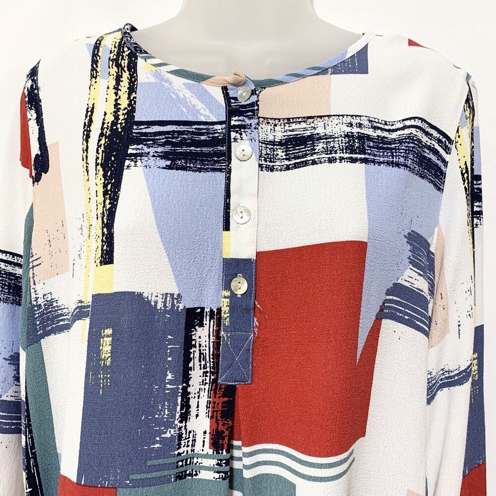 John Mark Abstract Print Button Front Long Sleeve… - image 6